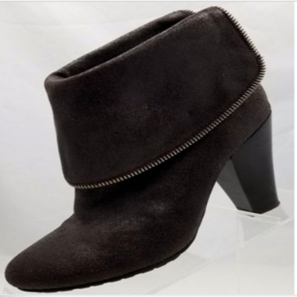 Michael Kors Brown Zip Ankle Boots Chunk Heel 8M